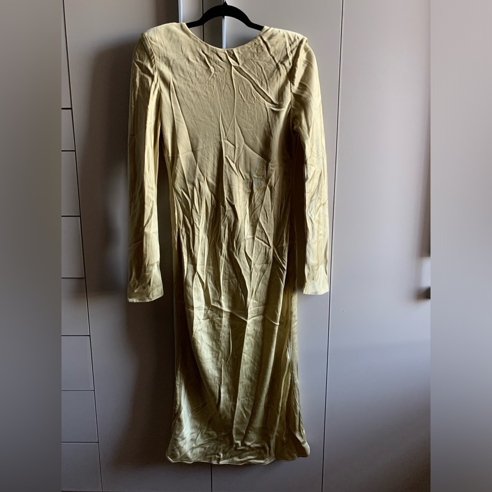 Butter lime green viscose slip dress